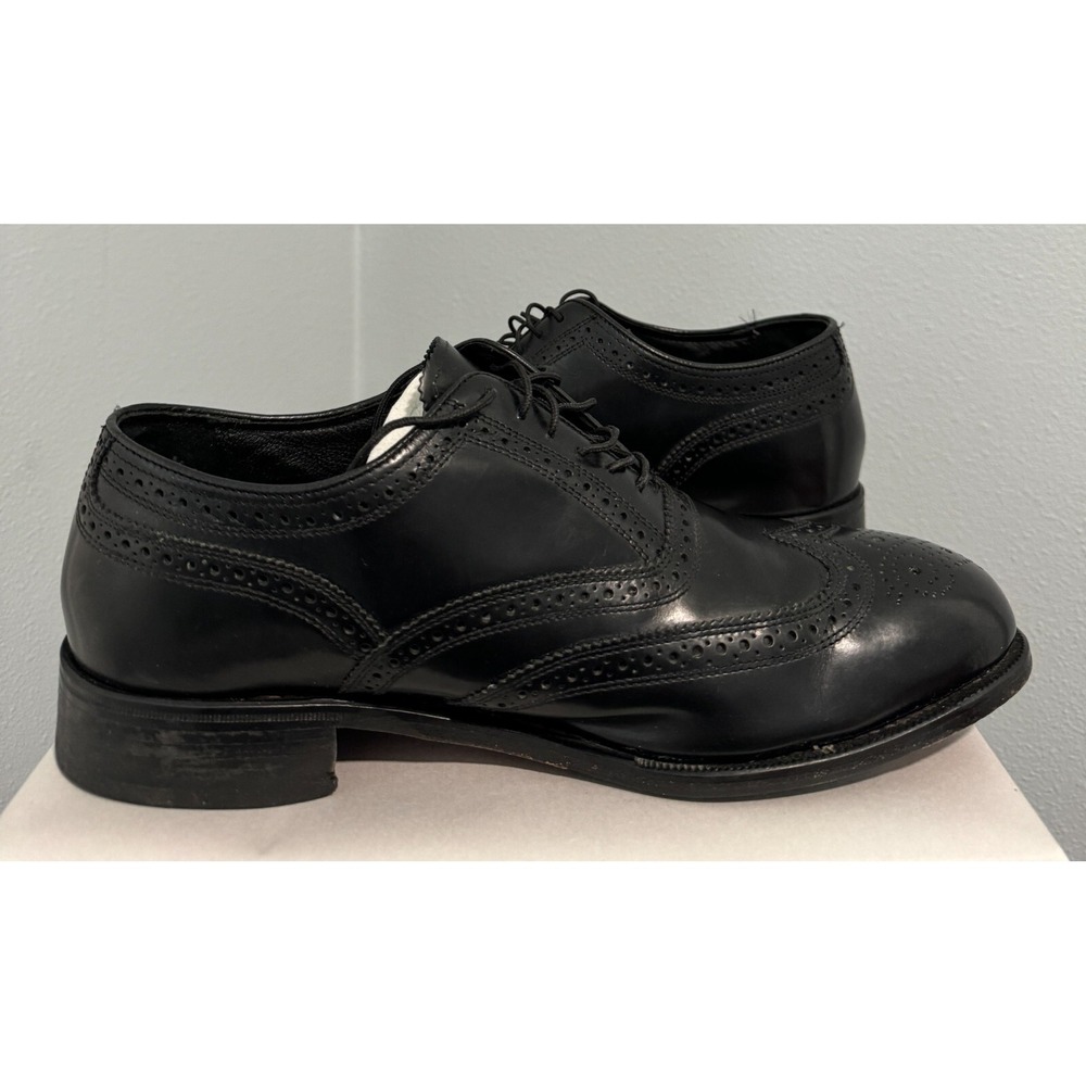 Florsheim 17066 Black Leather Lace Up Wingtip Brogue Shoes mens 9.5 D - Picture 6 of 9